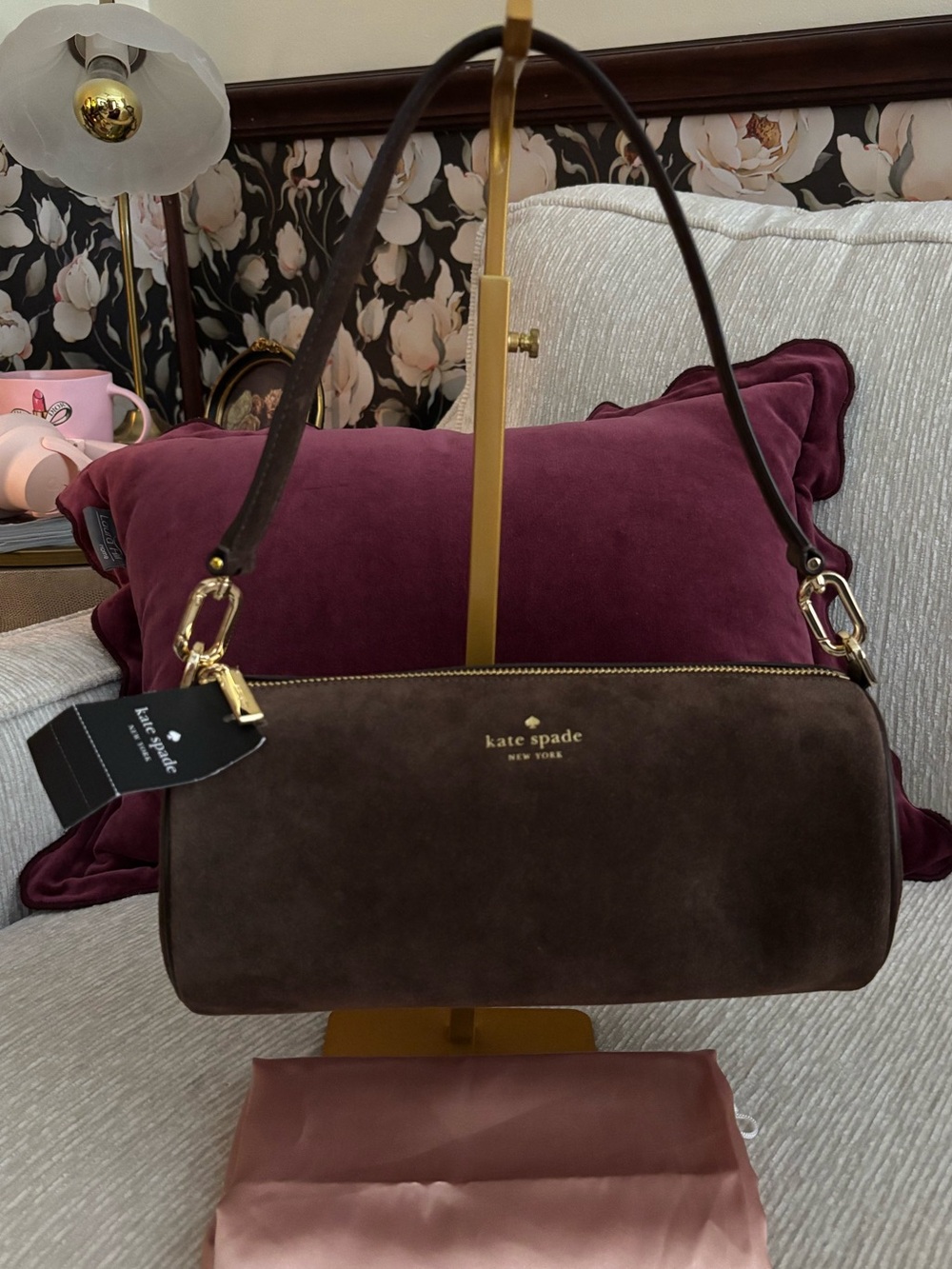 Kate Spade New York Roulette Medium Suede Shoulder Bag NWT